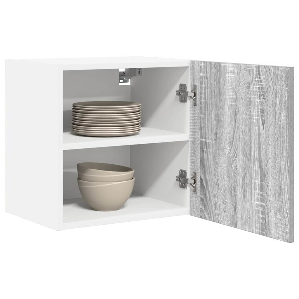 Hanging Cabinet with Shelf Riga 2 pcs Grey Sonoma and White